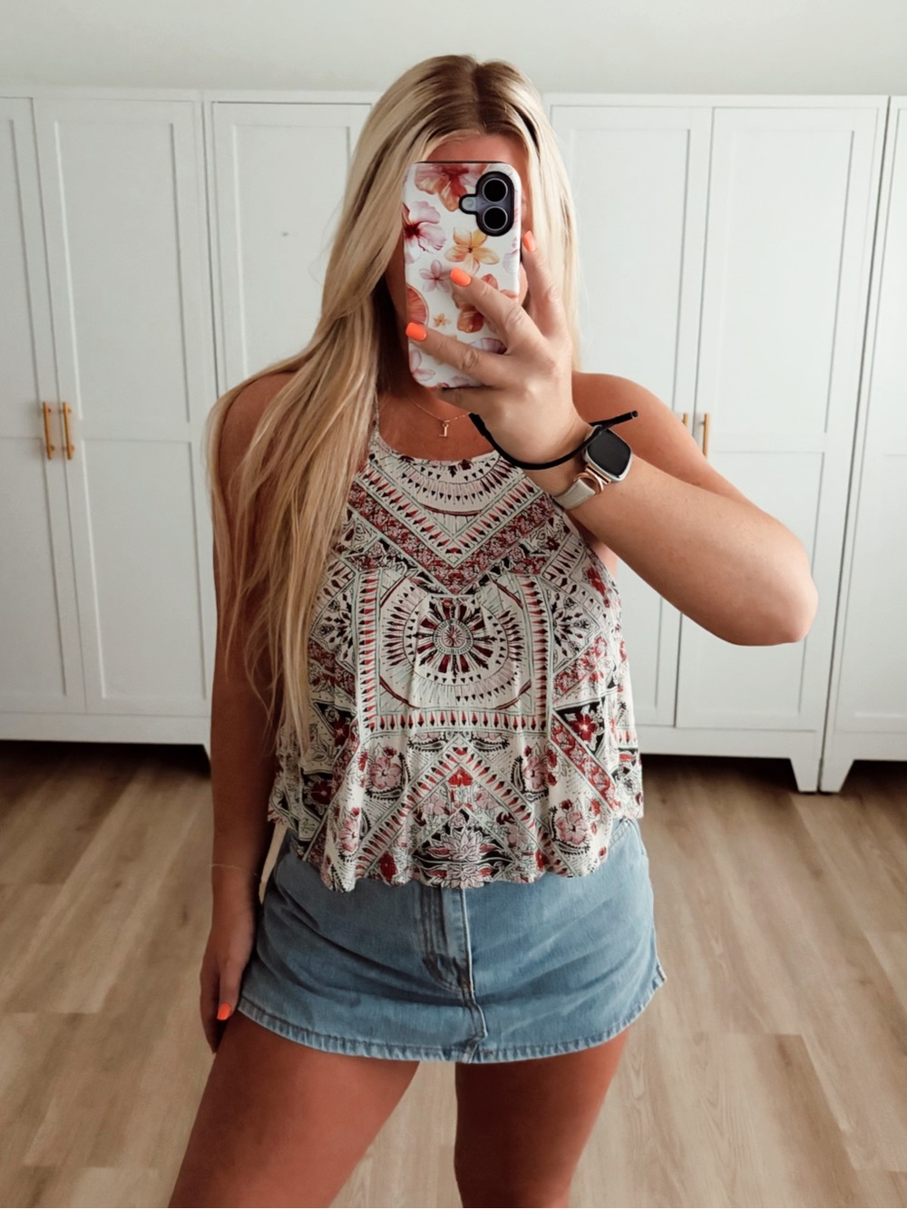 🆕 NWT Billabong beige red blue and black boho crop tank top